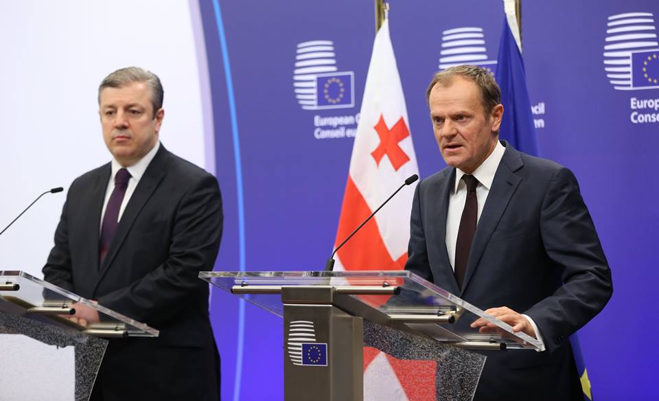 Donald Tusk tweets in Georgian after the meeting with Georgian PM geotv.ge